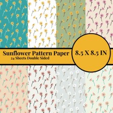 Starseven Independently Published Sunflower Pattern Paper: 24 Sheets Double Sided, 8.5 x 8.5 In