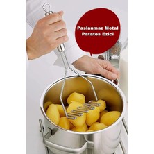 Starseven Pratik 24 cm Çelik Pastanlamz Patates Ezici Püre Yapıcı