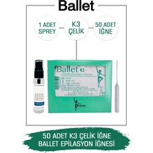 Ballet 50 Adet K3 Gümüş Epilasyon İğnesi 50'li K3 Çelik İğne