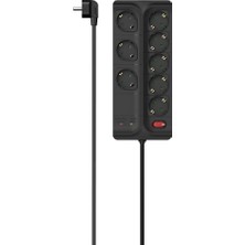 Starseven 8'li Akım Korumalı Priz,1.5m,siyah