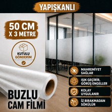 AutoFolyo Buzlu Cam Filmi - 50 Cm-3 Metre Yapışkanlı Buzlu Görünüm