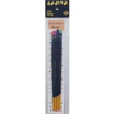 Starseven Samur 4'lü Yağlı Boya Fırça Seti, El Yapımı Sentetik Akrilik Kıllı, 15 cm Saplı, Karışık Renkli, Ke
