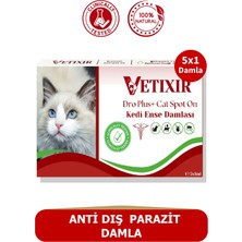 Vetixir Kedi Bitkisel Ense Dış Anti Parazit Bit Pire Kene Deri Bakımı İçin Etkili 5 Adet Damla (1-10 kg)