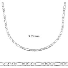 Inure Jewelry 5.65 mm Gümüş Figaro Zincir - 160 Mikron