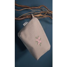 Starseven Otantik Bez Cüzdan, Bohem Makyaj Çantası, Kalemlik, Çok Amaçlı Mini Çanta Koyu Bej Standart