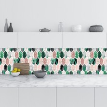Starseven Mutfak Tezgah Arası Folyo Fayans Kaplama Folyosu Altıgen Çiçek 60X200 cm