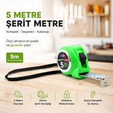 Şerit Metre - 5 Metre Uzunluk - Manyetik Uç Midastech
