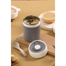 Starseven 304 Çelik Gri 500ML Yemek Çorba Mama Taşıma Saklama Kabı (Sıcak Tutmaz) CIN560GR