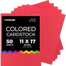 Starseven Hygloss Kırmızı Parlak Renkli Kart Stoğu - 11X17-İNÇ, 50 Yaprak, 65 LB/176 Gsm, Solmaya Dayanıklı,