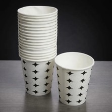 SHC4200 Siyah Yıldız Desenli Karton Bardak - 7 Oz - 50'li Paket