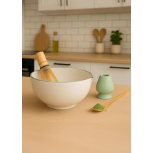 Starseven Matchiva Geleneksel Japon Matcha Seti, 4 Parça, Seramik Kase, Bambu Çırpıcı, Çırpıcı Standı, Bambu