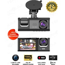 SHC4200 LCD Ekranlı 3 Kameralı Dash Cam Yol Kayıt Kamerası Gece Görüşlü G Sensörlü