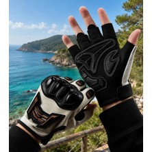 Edelvays Shop Korumalı Kısa Motosiklet Eldiveni Yasaya Uygun Parmaksız Eldiven Cr