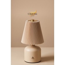 ChaCha Home Lumina Plissé Dokunmatik Şarjlı Masa Lambası - Kademeli Dimmerli Dekoratif Gece Lambası Abajur 21X10 cm