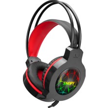 Uravas Store Snopy Sn-Gx7 Crazy Kablolu 3.5mm Jac USB Rainbow Aydınlatma Gaming Mikrofonlu Kulaklık (SIYAH)(1923)