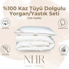 Nhr Home %100 Kaz Tüyü Dolgulu, %90 Gıdık Antibakteriyel, Isı Dengeleyici, Tek Kişilik Yorgan/yastık Seti