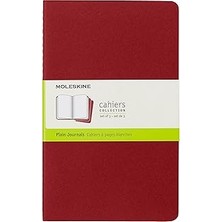 Starseven Moleskine Çizgisiz Cahier Not Defteri 3'lü Set L Boy Yabanmersini Kirmizisi
