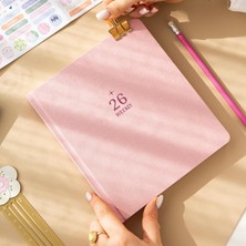 Starseven 2026 Dikey Haftalık Ajanda 12 Aylık Sert Kapak 18X20 cm - Pembe