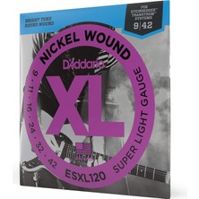 Starseven D'addario ESXL120 Elektro Gitar Tel Seti, Xl, 9-42, Nickel Wound, Re