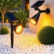 Starseven Forlife AMBER18 LED Spot Güneş Enerjili Bahçe Aydınlatma Lambası, Fotoselli, Spike Aplik, 18W Su Ge