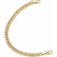 Balenbi Jewelry Balık Sırtı Zincir Zirkon Taş Detaylı Kadın Bileklik 14K Gold Renk 1223