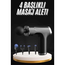 Uravas Store Şarjlı Masaj Tabancası 4 Başlıklı Mini Masaj Tabancası ve Masaj Aleti