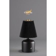 ChaCha Home Lumina Plissé Dokunmatik Şarjlı Masa Lambası - Kademeli Dimmerli Dekoratif Gece Lambası Abajur 21X10 cm