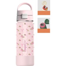 Starseven 550 ml Desenli Tek Kapak Çift Kullanım Pipetli Rahat Içim Kulplu Paslanmaz Çelik Termos 1109-550ML