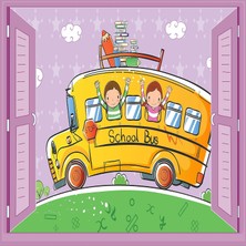 Starseven Çocuk Odası Bebek Odası Pencere Poster Duvar Kağıdı Otobüs