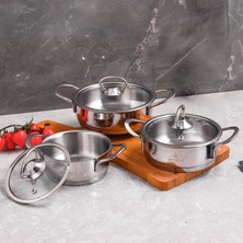 Starseven Aryıldız Petit 6 Parça Çelik Sahan Seti 12-14-16 cm