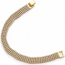 Balenbi Jewelry Çok Sıralı Zirkon Taşlı Kadın Bileklik 14K Gold Renk 1212