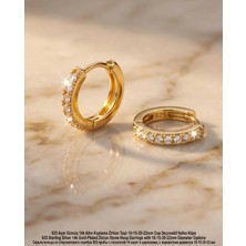 Begonia Accessories 925 Ayar Gümüş 14K Altın Kaplama Rodyum Kaplama Zirkon Taşlı Minimal Halka ve Çivi Küpe Kadın Lüks Tasarım Şık Günlük Kullanım Gümüş Küpe ÇEŞITLERI-287-24