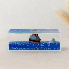 Uravas Store Akvaryum Yüzen Dekoratif Biblo Gemi & Ada (Mavi) 13X4.5X4.2 cm