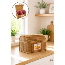 Kai Home 2 Bölmeli Rattan Sebzelik Sepet - Hasır Kapaklı Patates Soğan Sebze Sepeti Mufak Organizer