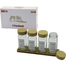 Eseno Select 4pcs Bambu Kapaklı Cam Tuzluk - Biberlik - Baharatlık 120ML