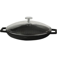 Starseven Lava Yuvarlak Izgara Tava Çap 30 cm Cam Kapak