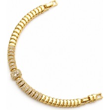 Balenbi Jewelry Esnek Tasarım Çok Sıralı Zirkon Taşlı Kadın Bileklik 14K Gold Renk 1216