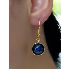 Esha Store Doğal Taş Lapis Doğal Taşlı Yuvarlak Kadın Küpe EUKU23LPS