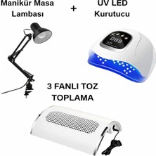 Starseven Fontenay Protez Tırnak Seti, Manikür Masa Lambası + Uv LED Kurutucu + 3 Fanlı Toz Toplama, Beyaz