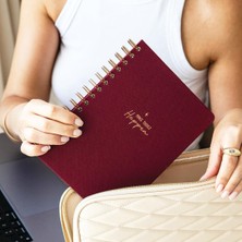 Starseven Paperora A5 Spiralli Sert Kapak Keten Kareli Tarihsiz Not Defteri Bordo