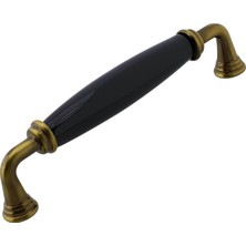 Starseven Kapıdağı Porselen Antik Sarı Siyah Kulp 128 mm Mobilya Çekmece Mutfak Dolabı Dolap Kapak Kulb Kulpu
