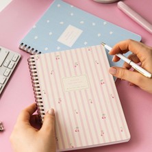 Starseven Paperora A5 Spiralli Karton Kapak Çizgili Okul Defteri 80 Yaprak 2'li Set - Ders Programlı - Kiraz