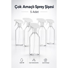 Starseven (5 Adet) Şeffaf Cam Görünümlü 500 ml 20 cm Çok Amaçlı Sprey Şişesi Kuaför Bitki Temizlik Püskürtme