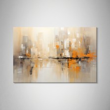 Ahsenico Kanvas Tablo Amber Horizon – Modern Soyut Şehir Yansıması Kanvas Tablo