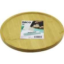 Eseno Select Yuvarlak=24.5cm Ayaklı=4cm Kenarlı Yüzey Ahşap Bambu Sunum Tepsisi - Mini Sofra