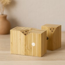Uravas Store Bambu Mıknatıslı 2'li Tuzluk ve Baharatlık Seti (5x5 Cm, Y:7 Cm)