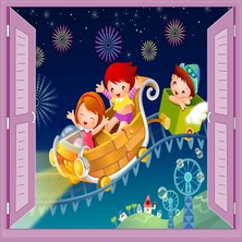 Starseven Çocuk Odası Bebek Odası Pencere Poster Duvar Kağıdı Lunapark