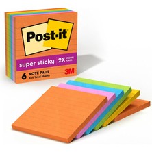 Starseven Post-It S Per Sticky Notes, 4 x 4, Rio De Janeiro Collection, Lined, 6 Pads/pack Mavi, Turuncu, Pem