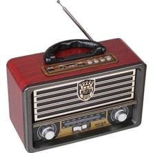 Uravas Store Bluetooth Özellikli Kahverengi Nostaljik Radyo USB Aux Girişli Uzaktan Kumandalı Hoparlör