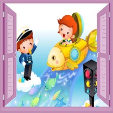 Starseven Çocuk Odası Bebek Odası Pencere Poster Duvar Kağıdı Trafik